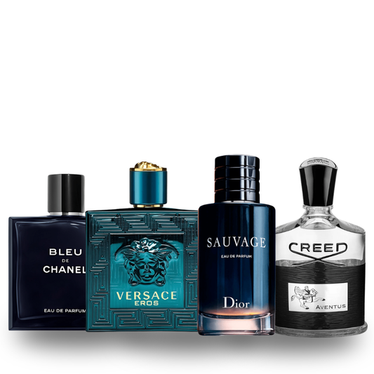 Combo de 4 perfumes Creed AVENTUS, BLEU DE CHANEL, Dior SAUVAGE e Versace EROS 100ml