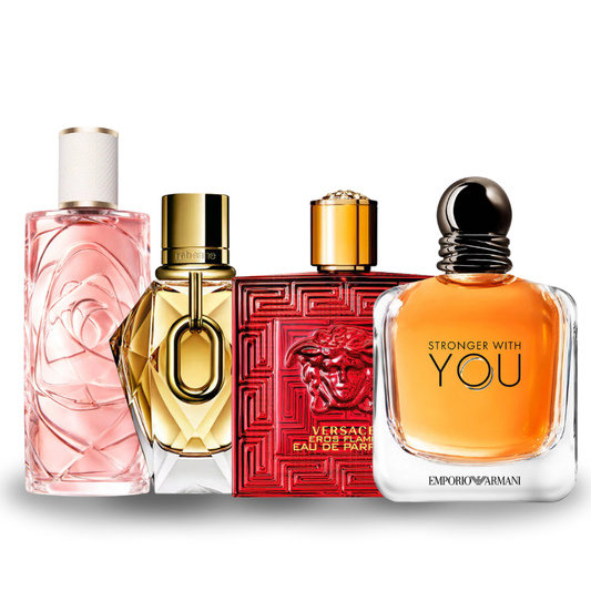 Combo de 4 Perfumes Over The Top, Million Gold, Versace Eros Flame, Stranger With You 100ml